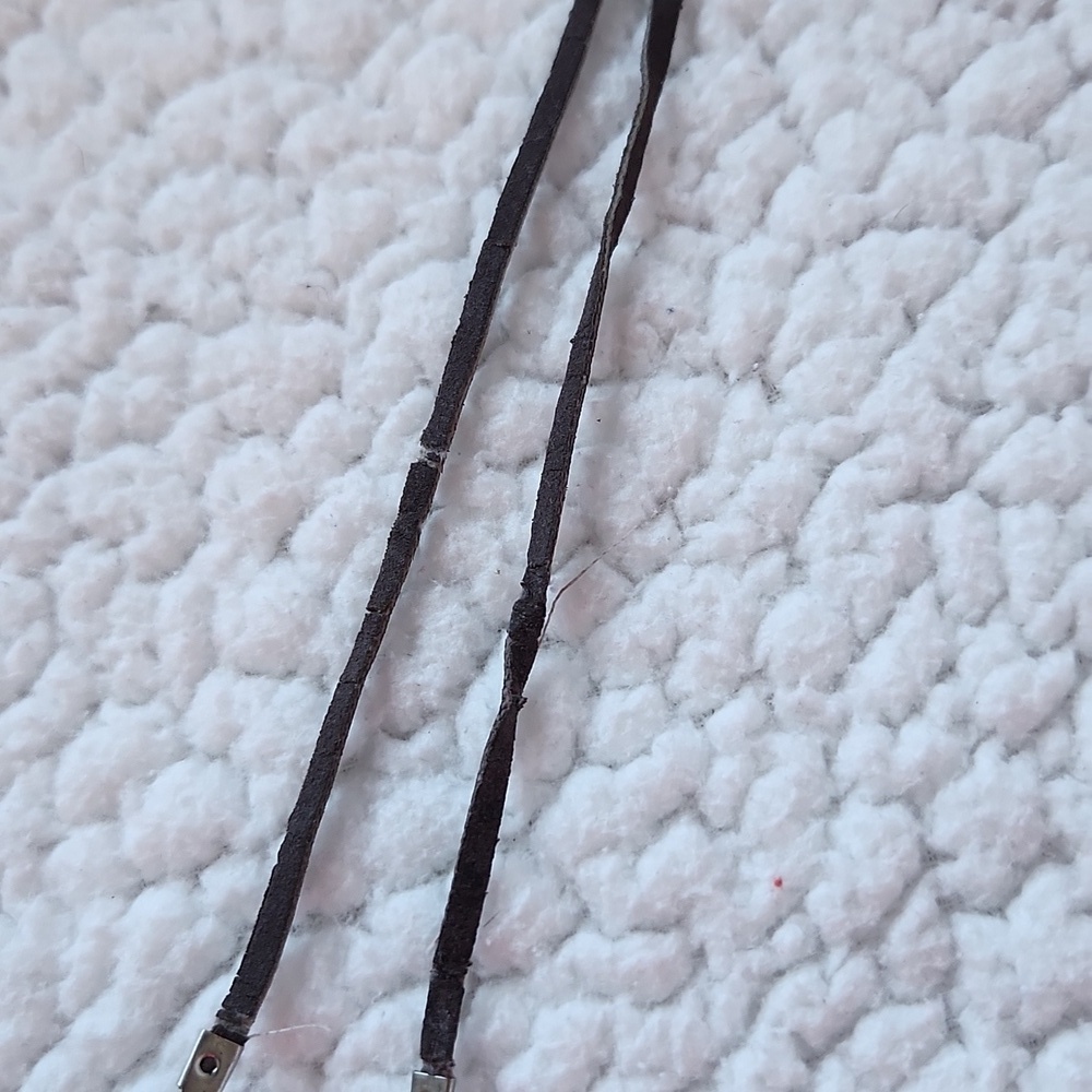 Vintage Handmade Multistoned Turquiose Amythest Beaded Leather Necklace - Picture 4 of 8